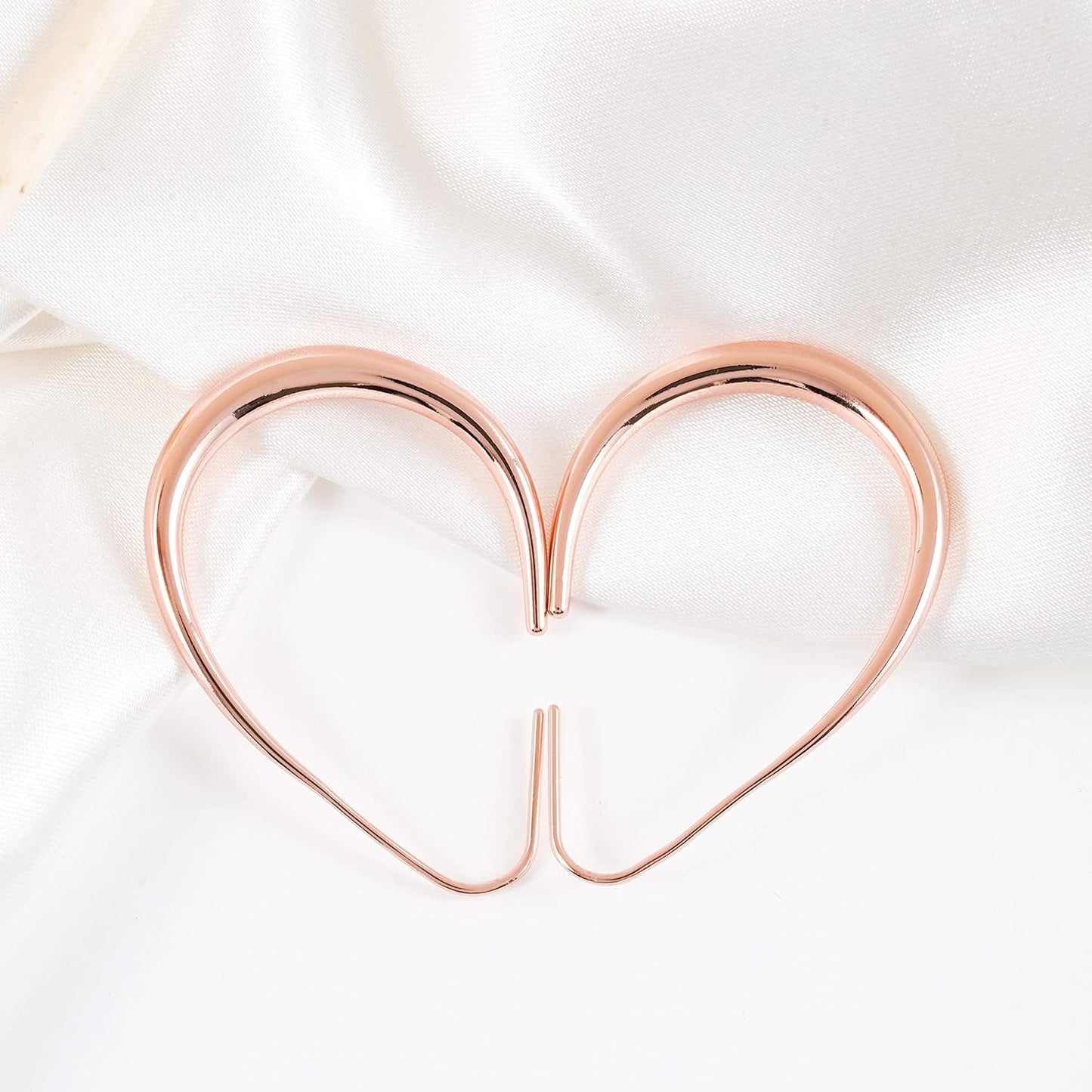 Lightweight Teardrop Hoop Earrings for Women - 14k Gold/White Gold Plated Large Oval Pull Through Hoop Earrings High