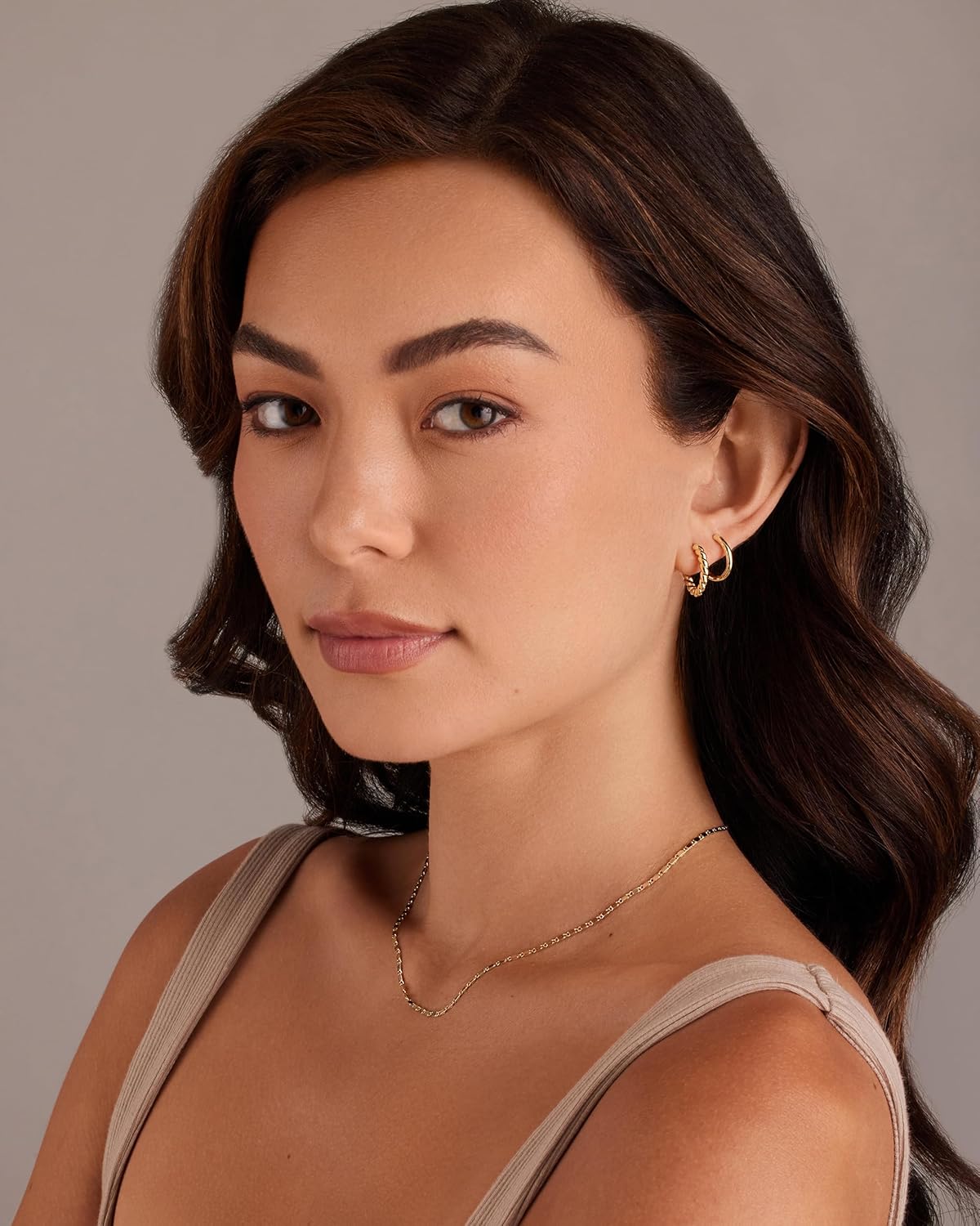14K-18K Yellow Gold Plated Sterling Silver Posts Three Pairs Small Hoop Earrings for Women - Statement Gold Hoop Earrings Set