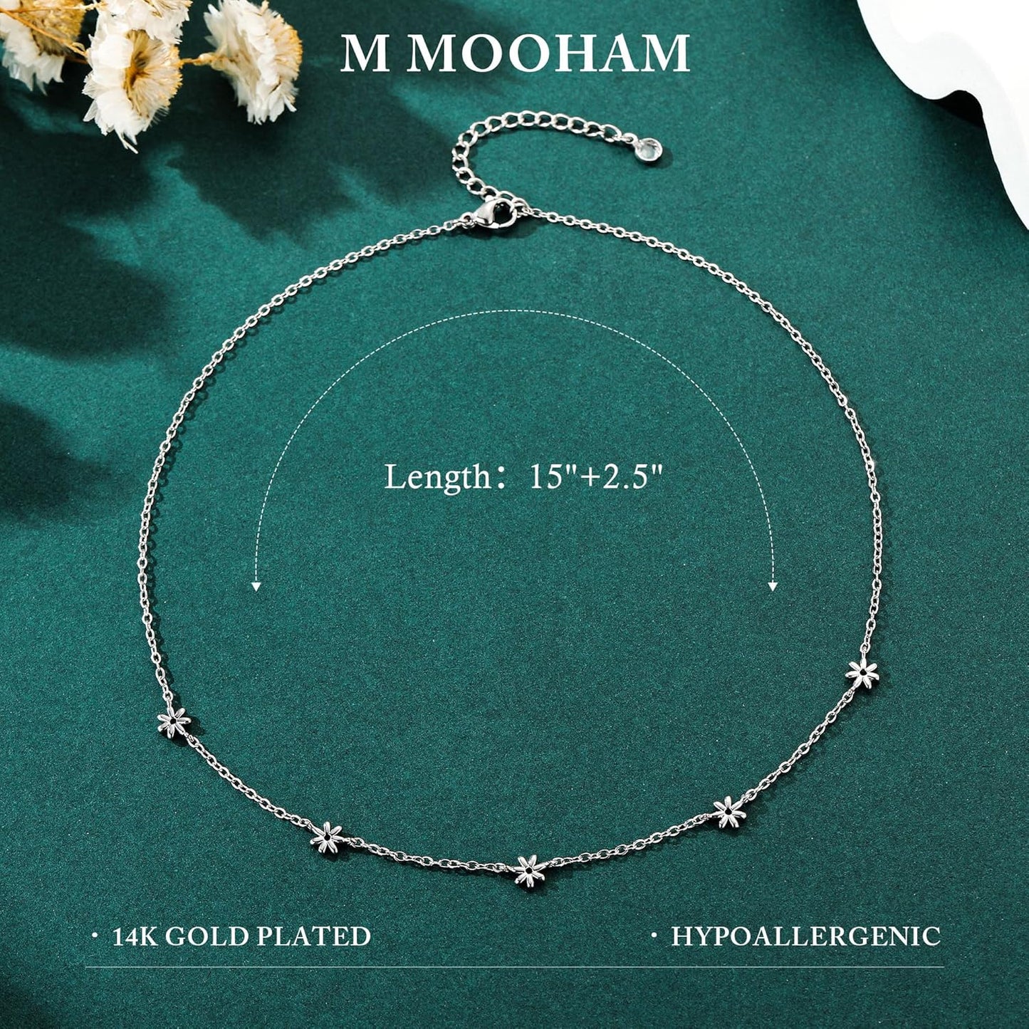 14K Gold Plated Charm Choker Necklace with Pearl & Clover, Cubic Zirconia Dainty Trendy Jewelry Gift for Women