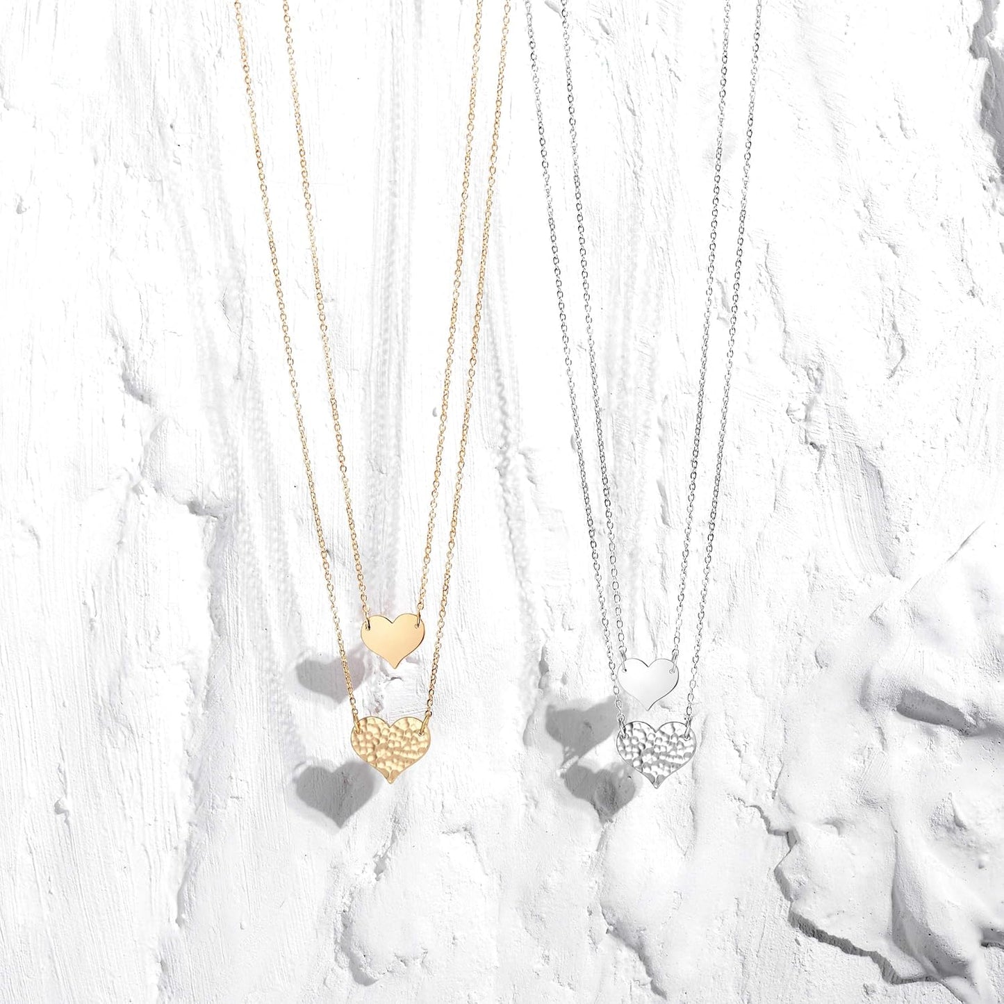Layered Heart Necklace, Handmade 18K Gold Plated Dainty Choker With Arrow Bar Pendant for Women