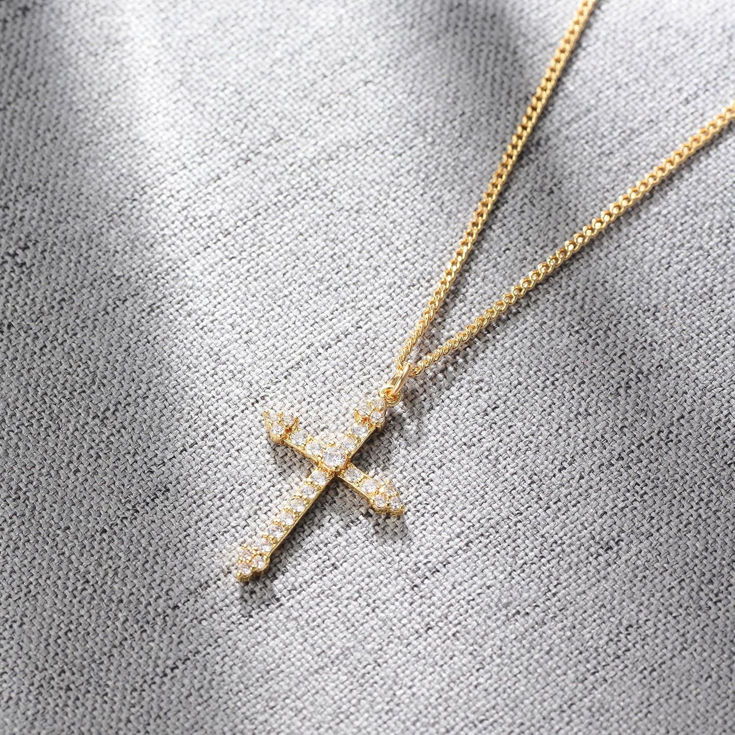 Cross Necklace 14K Plated Dainty Chain, Minimalist Faith Pendant Religious Prayer Jewelry Gift