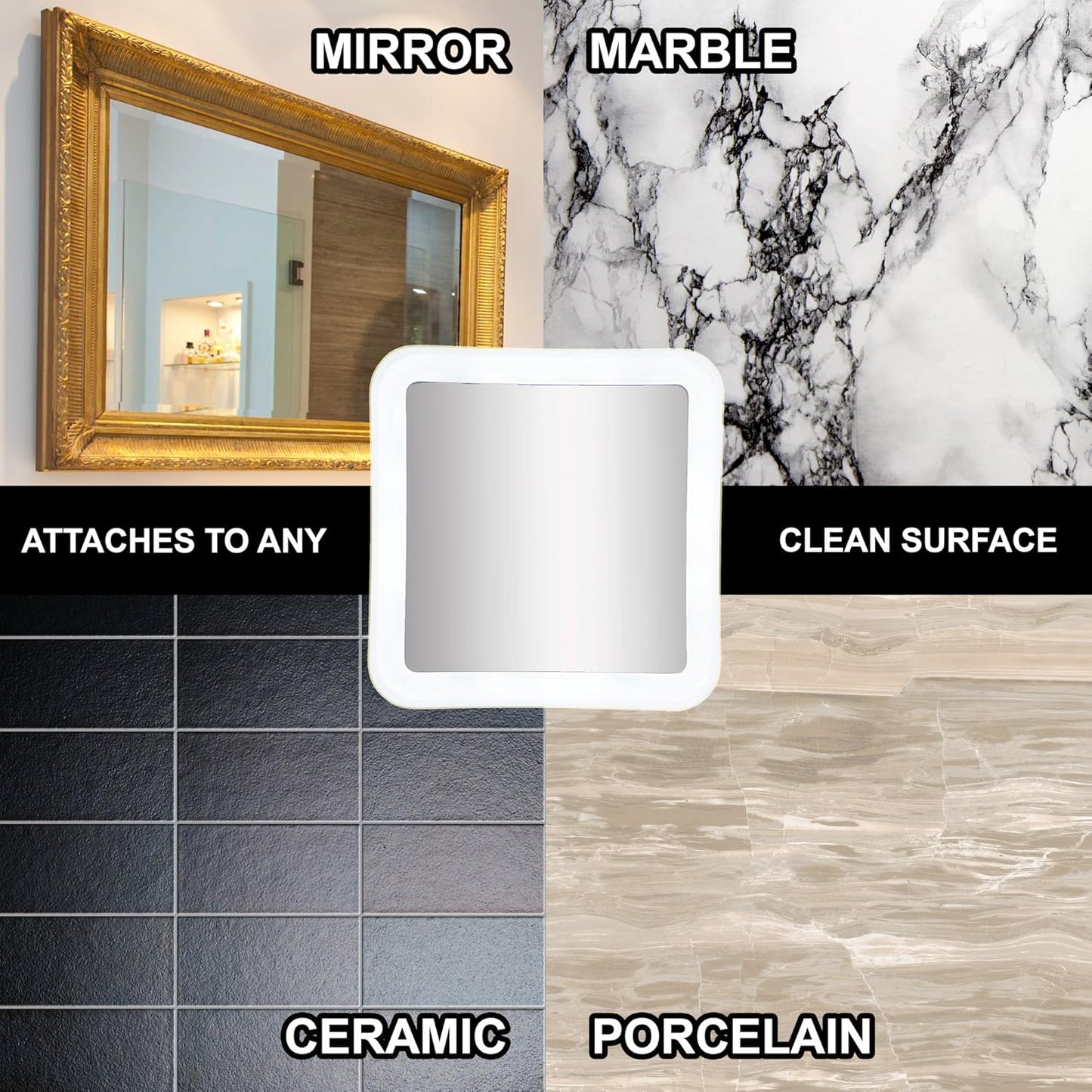 10X Magnifying Lighted Makeup Mirror - Daylight LED Vanity Mirror - Compact, Cordless, Locking Suction