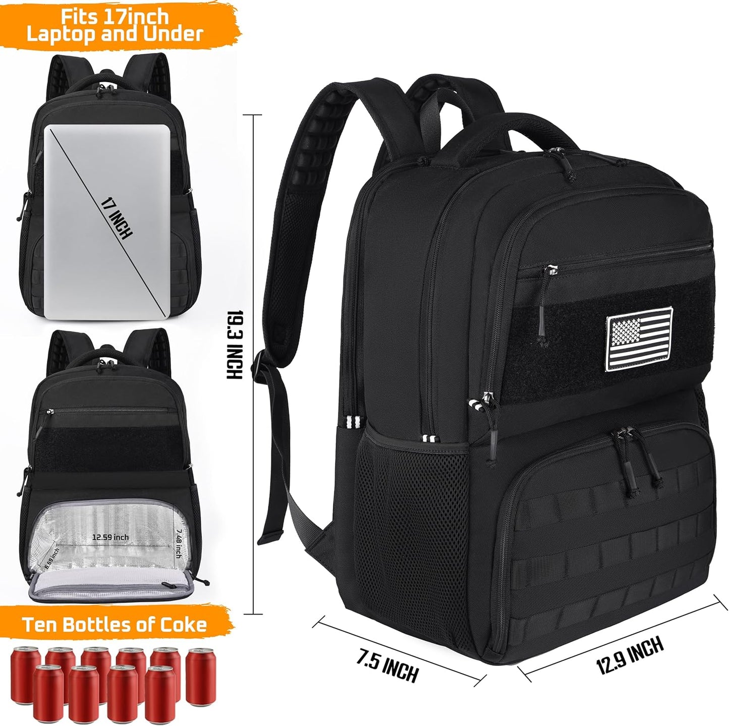 Lunch Box Backpack for Men, Tactical Cooler Backpack with Laptop Compartment Leakproof