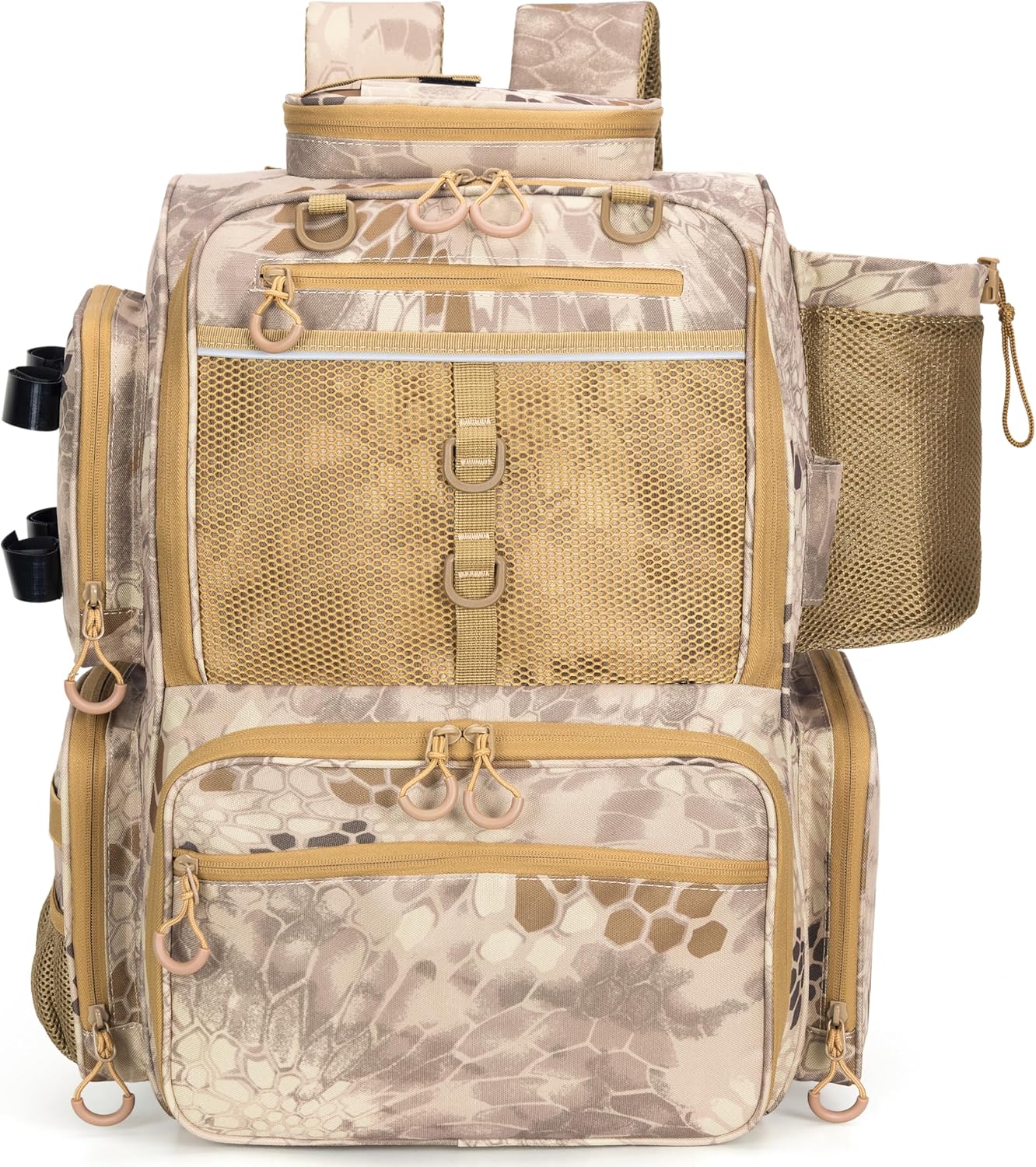 Fishing Tackle Backpack with Rod Holders, Bottle Holder, Storage Bag Store Fishing Gear