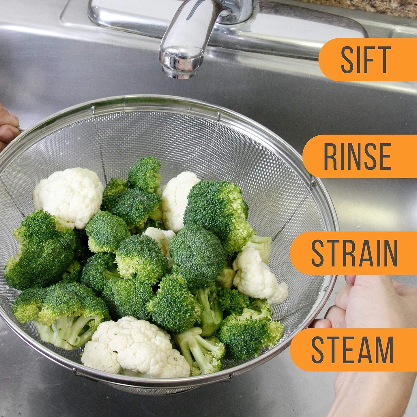 Stainless Steel Sieve, Strainers and Colanders for Kitchen