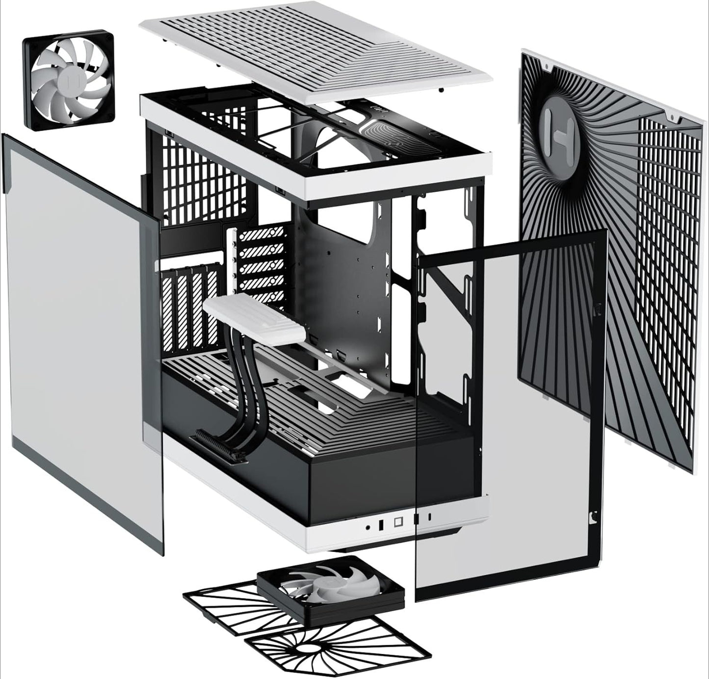 OMOMMD Y40 Modern Aesthetic Panoramic Tempered Glass Mid-Tower ATX Computer Gaming Case with PCIE 4.0 Riser Cable Included, White (CS-HYTE-Y40-BW)