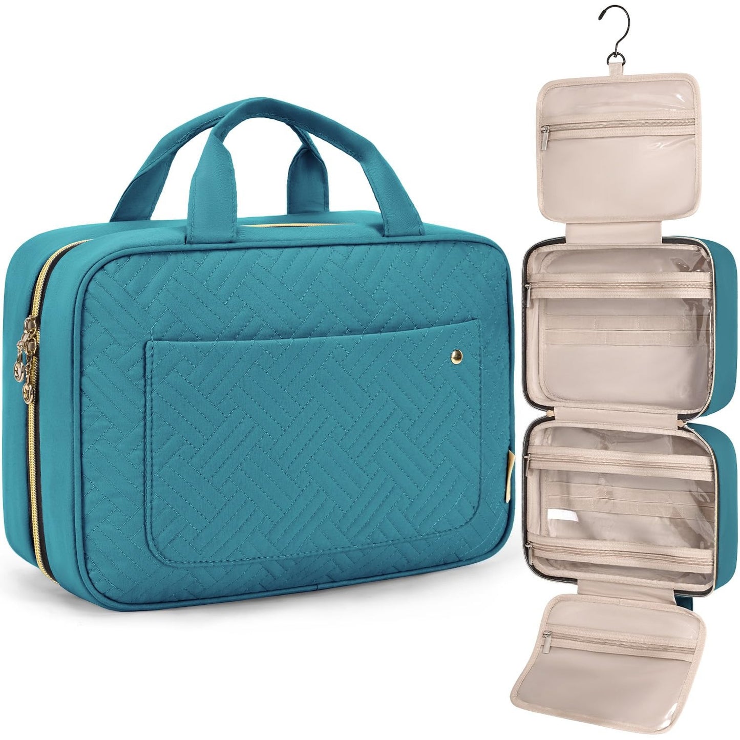 Toiletry Bag Travel Bag with Hanging Hook, Water-resistant Makeup Cosmetic Bag Travel Organizer