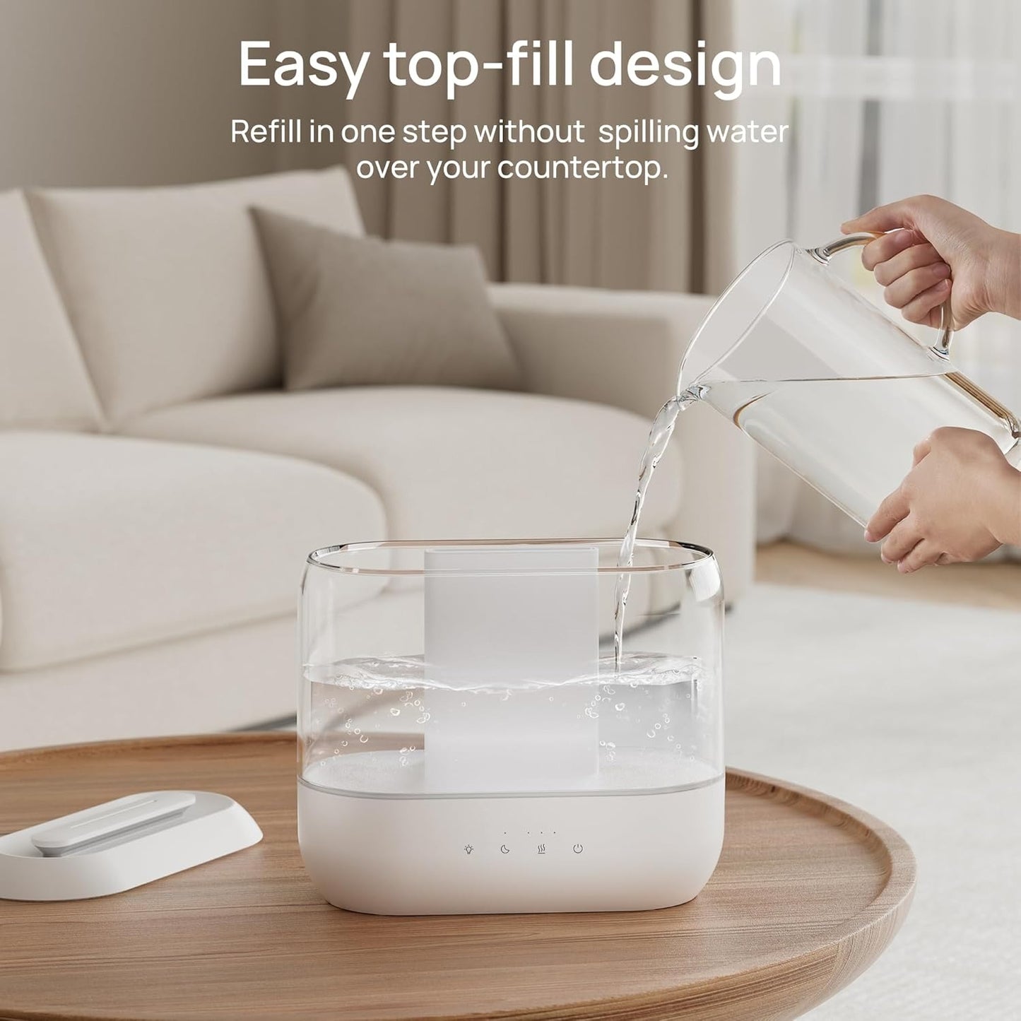 OMOMMD Humidifiers for Bedroom, 4L Top Fill for Large Room, 36H Runtime, 28 dB Quiet Supersized Cool Mist Air Humidifier for Baby Nursery, Plants, Indoor, Night Light, Easy to Clean & Fill, White