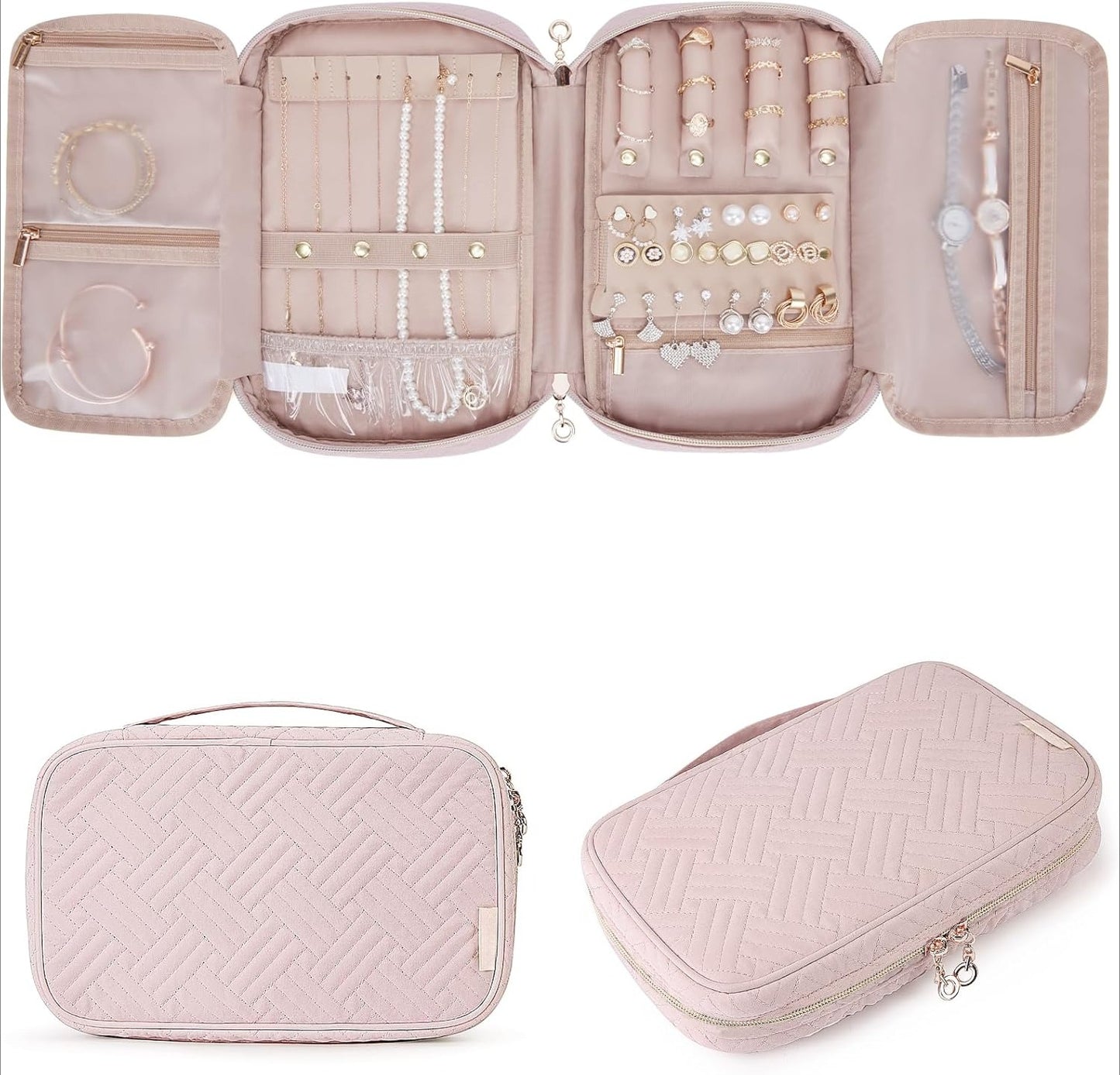 Jewelry Organizer Bag Travel Jewelry Storage Cases for Necklace, Earrings, Rings, Bracelet, Black