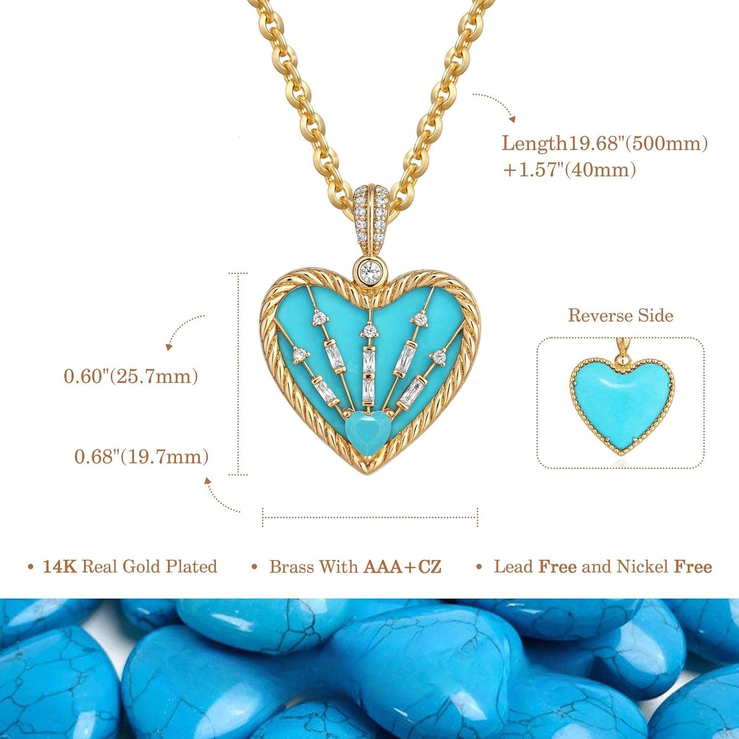 14K Gold Double-Sided Heart Necklace - Valentine's Gift for Wife/Mom, Dainty Gold Jewelry