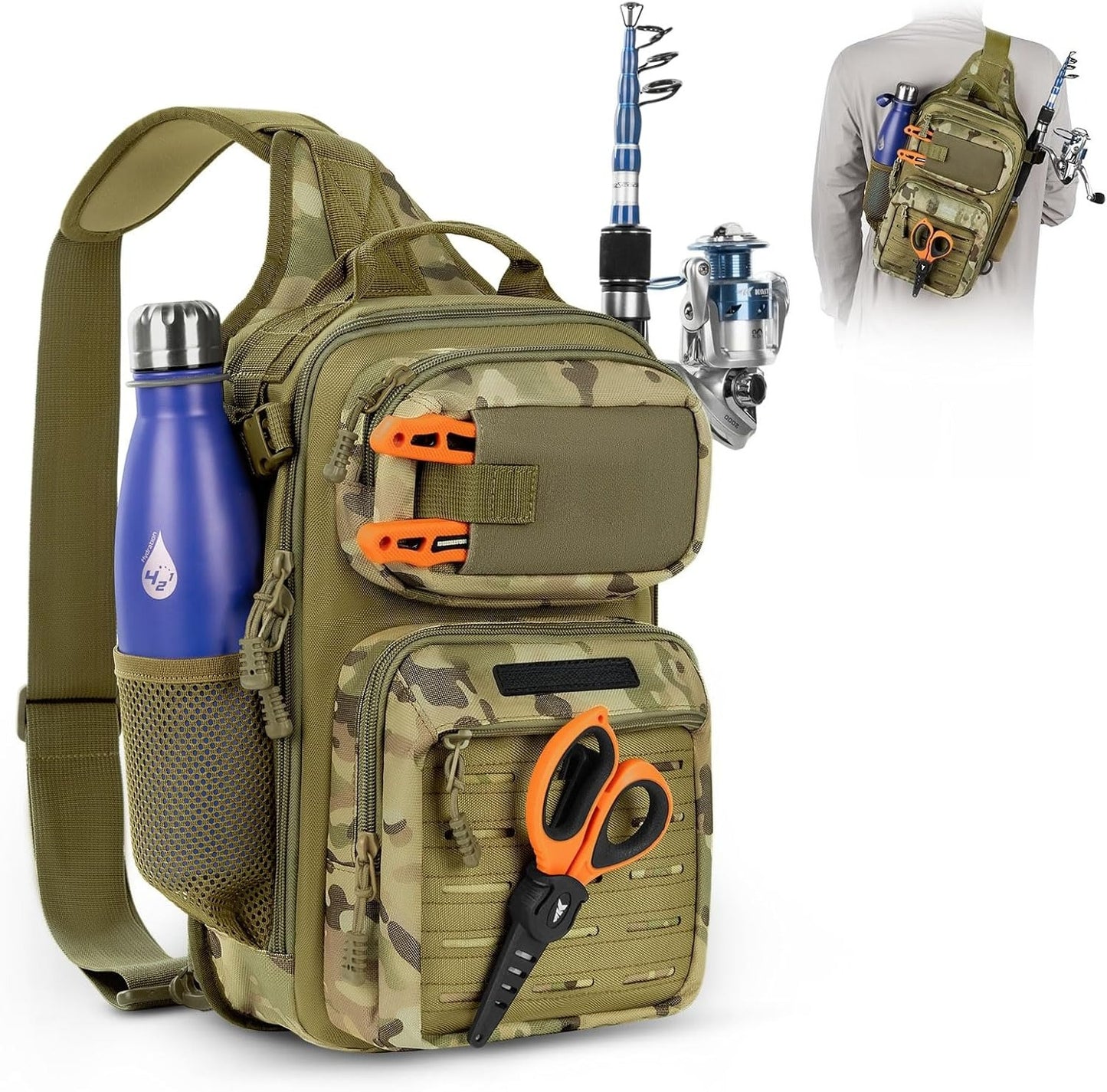 Tactical Sling Tackle Bag-Lightweight Fishing Backpack Storge Fishing Gear and Equipment,Gift for Men