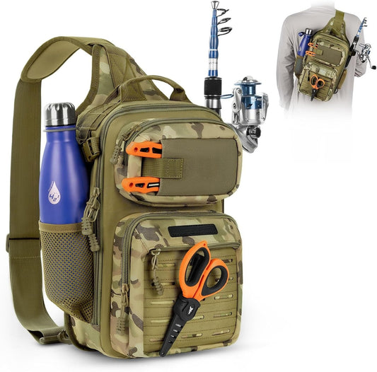 Tactical Sling Tackle Bag-Lightweight Fishing Backpack Storge Fishing Gear and Equipment,Gift for Men