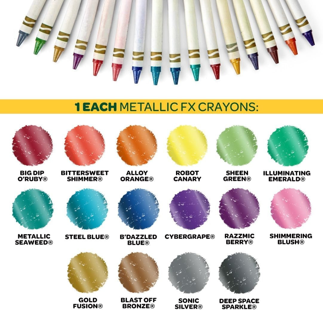 OMOMMD Ultimate Crayon Box Collection (152ct), Bulk Kids Crayon Caddy, Classic & Glitter Colors, Coloring Book Supplies, Gift for Kids, Ages 3, 4, 5