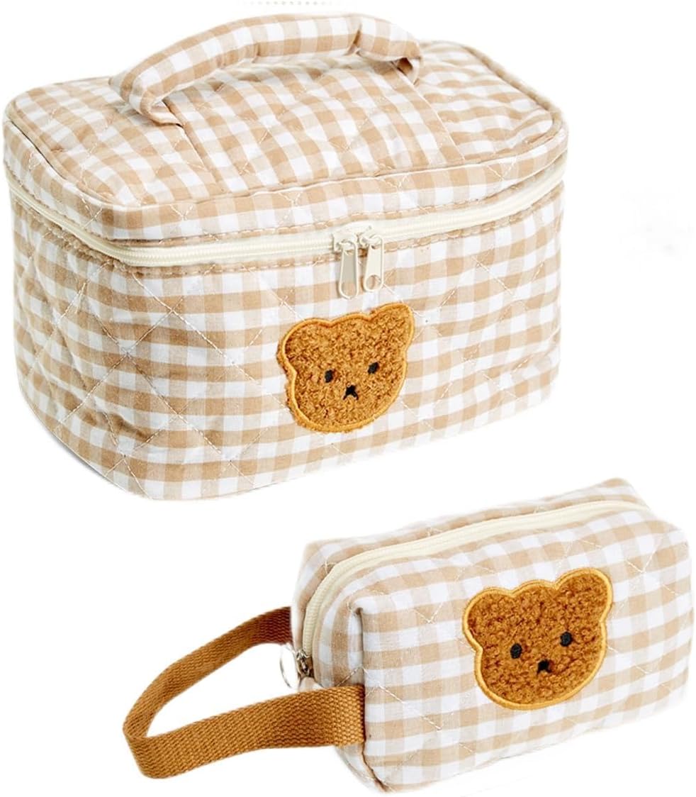 Large Checkered  Bag, 2 Pack Large Capacity Travel Cosmetic Bag for Women, Lightweight Design and  Toiletries Bag