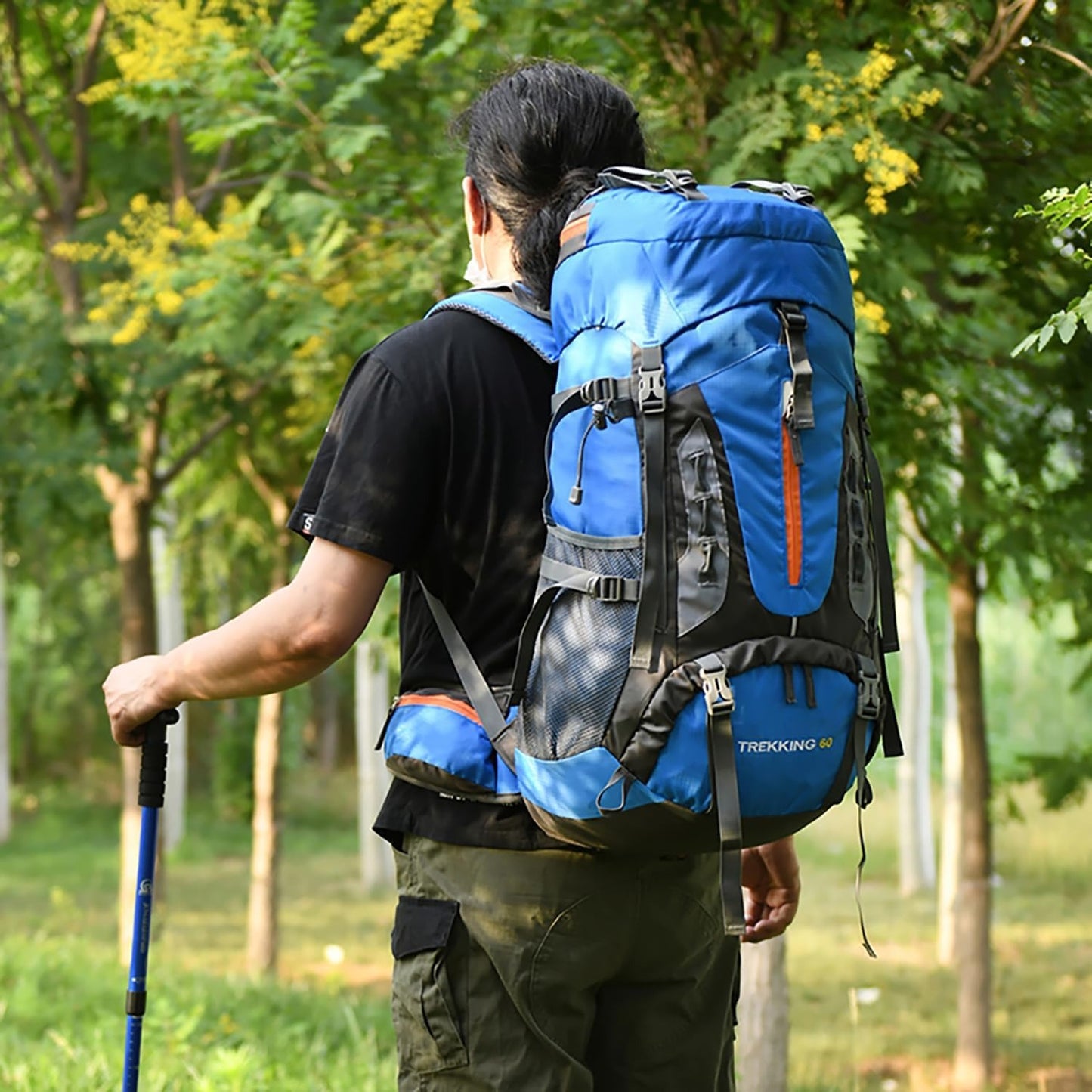 60L Hiking Camping Backpack with Rain Cover, Waterproof Large Capacity Outdoor Sport Travel Daypack