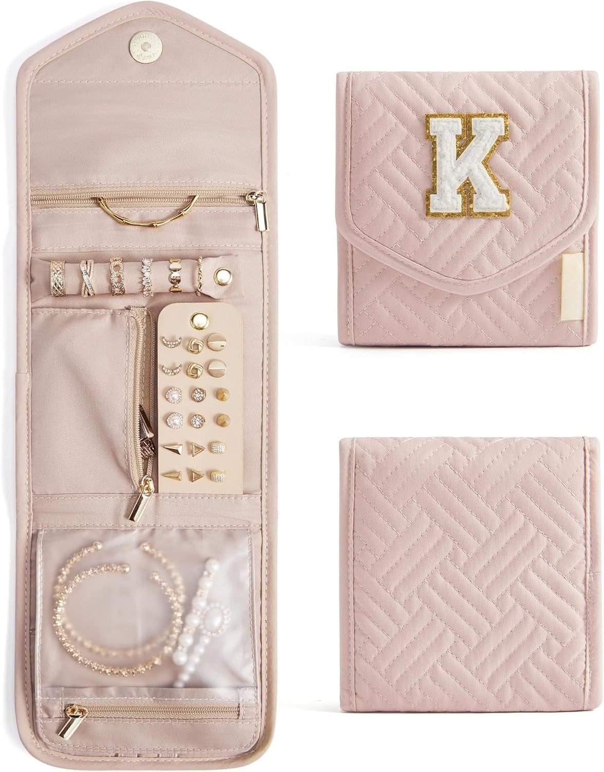 Travel Jewelry Organizer Case Foldable Small Jewelry Roll for Journey Rings, Necklaces, Earrings, Bracelets,Mini