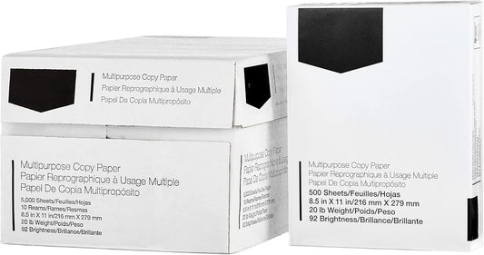 OMOMMD Multipurpose Copy Printer Paper, 20 lb, 8.5 x 11 Inches, 10 Reams (5,000 Sheets), 92 Bright White