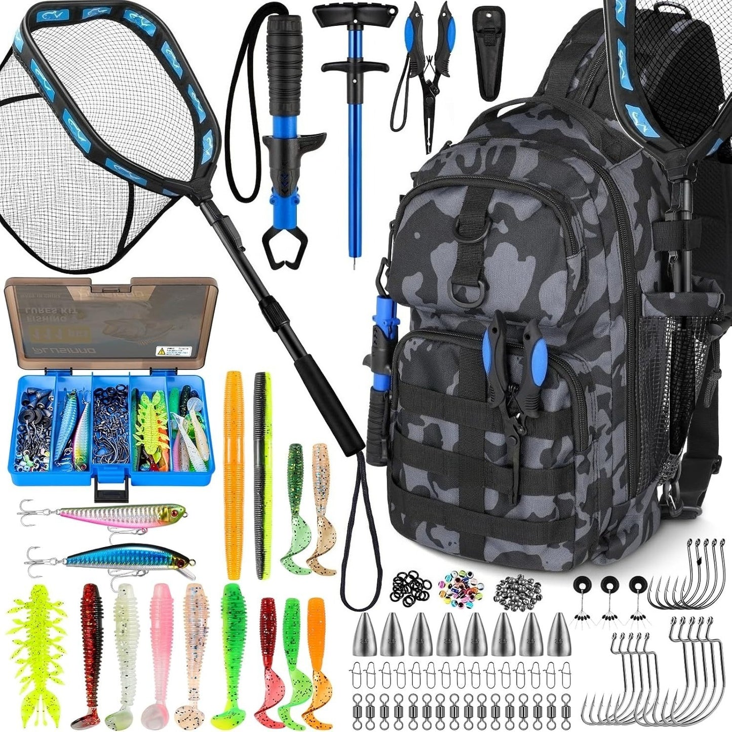 Fishing Backpack Tackle Boxes, Waterproof Tackle Bag For Fishing Gear With Rod Holder