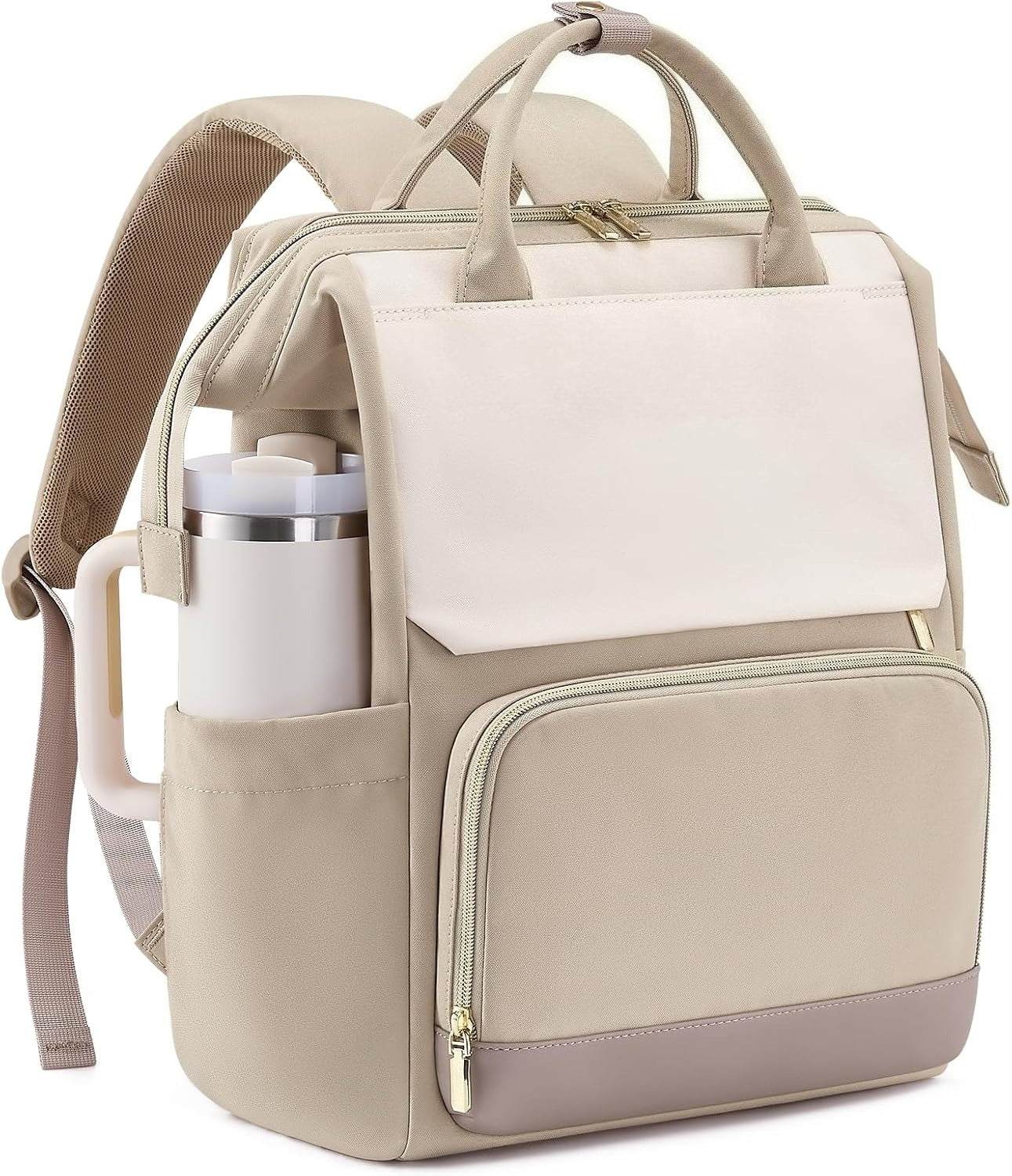 Laptop Backpack for Women with Giant Tumbler Holder Pocket, 15.6 inch Travel Work Backpack