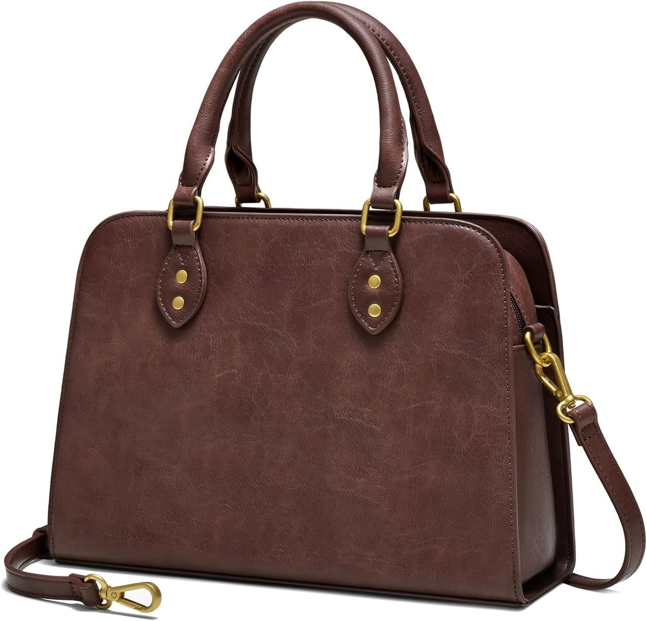 Purses and Handbags for Women, Vintage-Style Leather Top Handle Shoulder Bag Satchel Tote