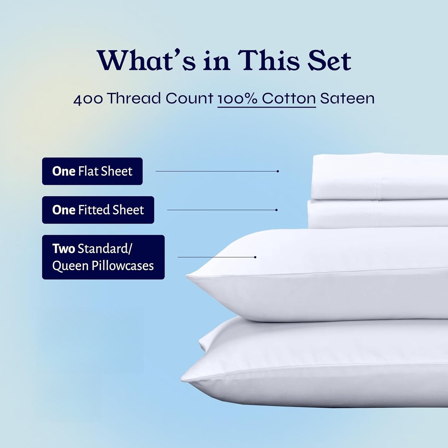 Cotton Sheets Queen Size Bed Set Deep Pockets with All Around Elastic for a Snug Fit
