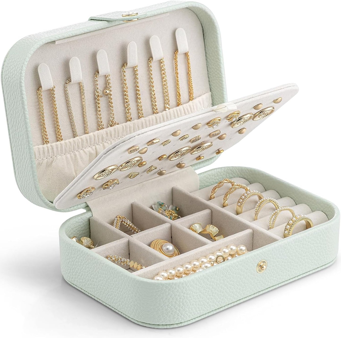 Travel Jewelry Case, PU Leather Small Mini Jewelry Box for Rings, Necklaces, Bracelet