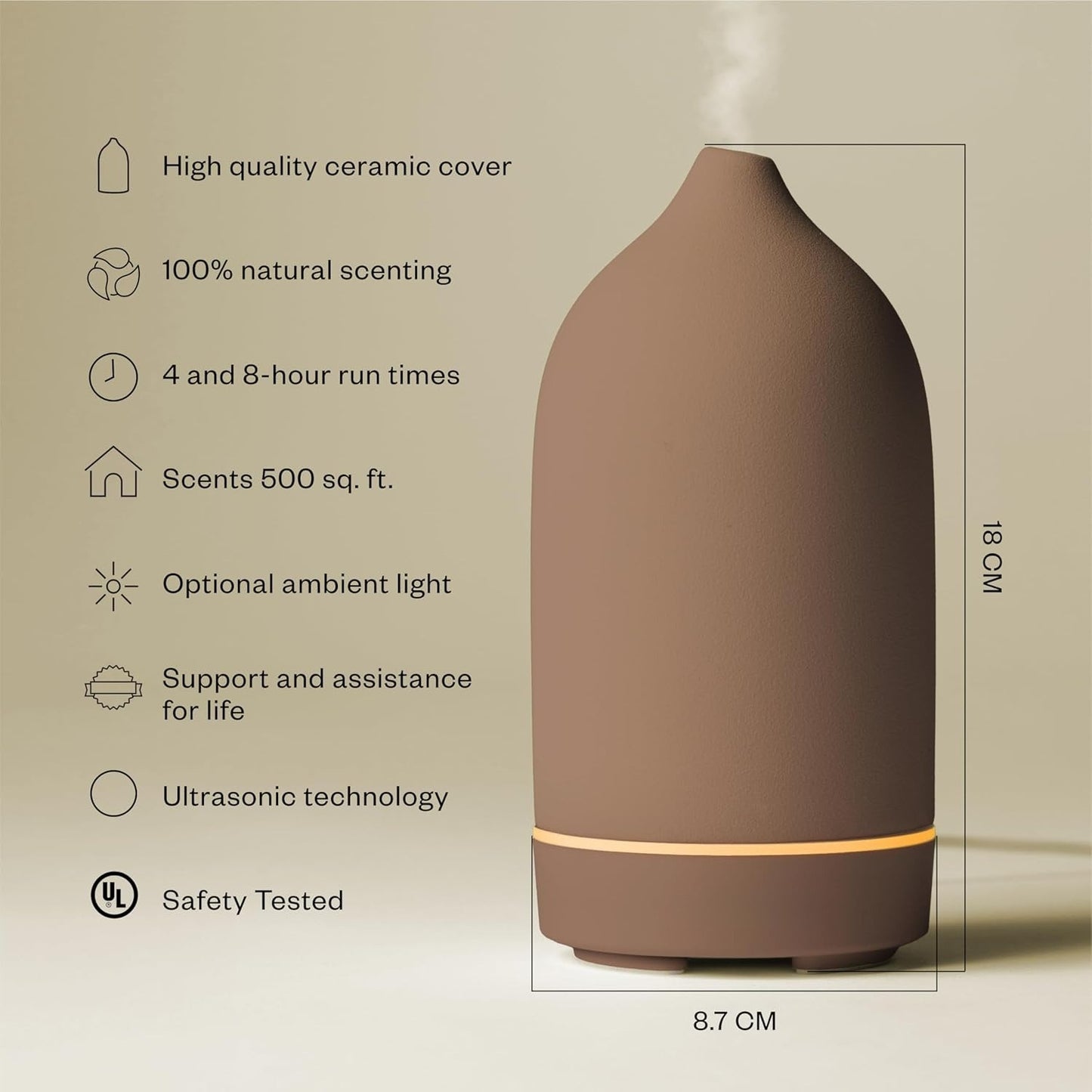 OMOMMD Stone Diffuser, Ceramic Ultrasonic Essential Oil Diffuser for Aromatherapy | Ceramic Diffuser, Diffusers for Home, Oil Diffuser, Room Decor | Suede, 90ml Capacity