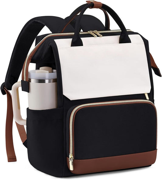 Laptop Backpack for Women with Giant Tumbler Holder Pocket, 15.6 inch Travel Work Backpack