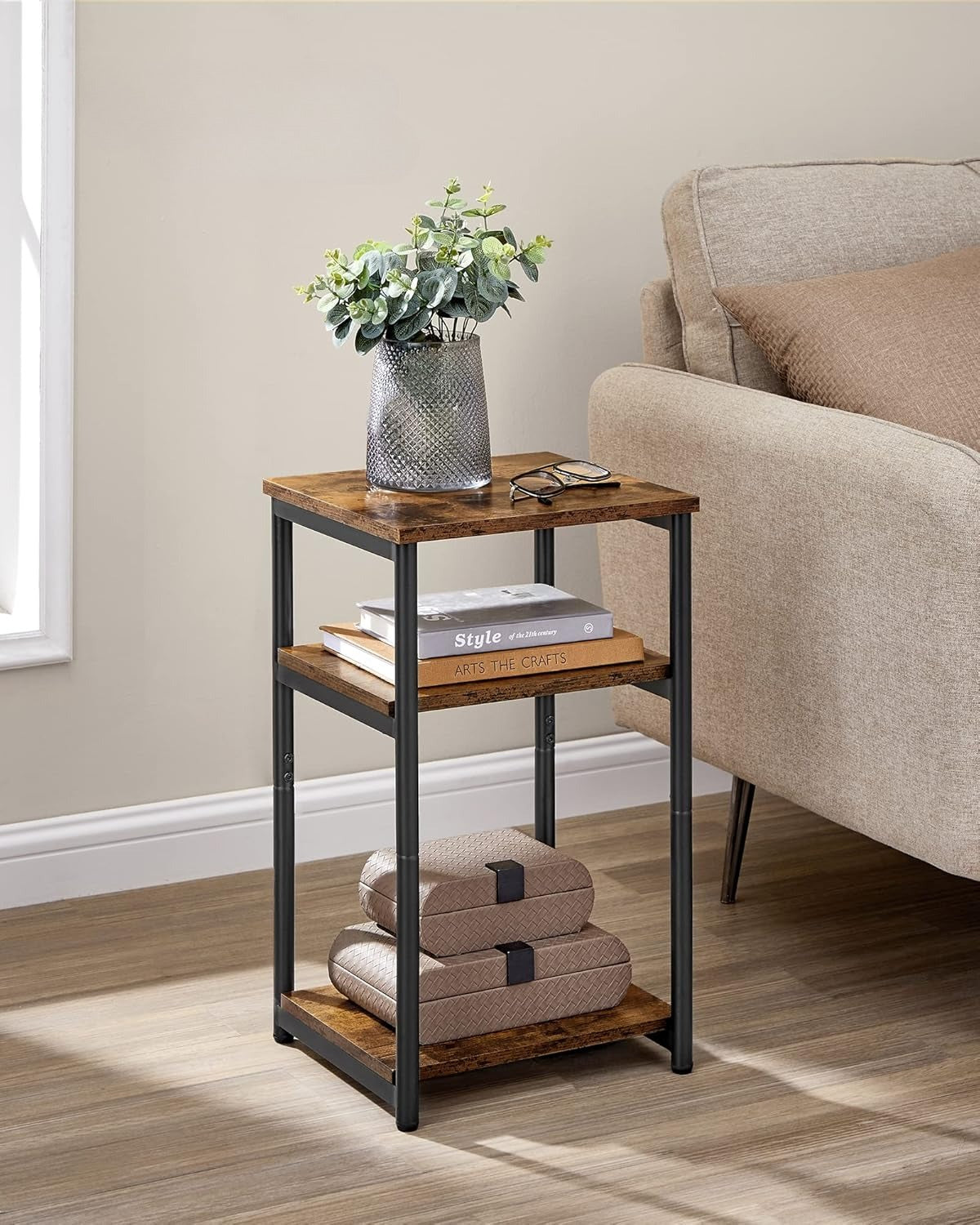 Side Table, Small End Table, Tall Nightstand for Living Room, Bedroom, Office, Bathroom