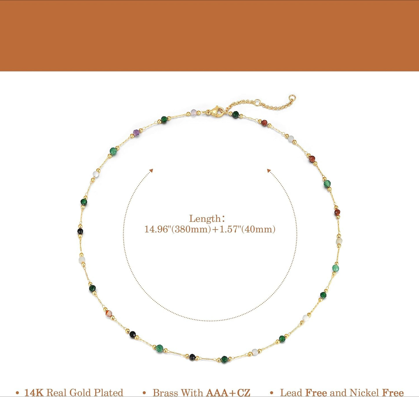 14K Gold Plated Beaded Choker Necklace – Dainty Boho Summer Jewelry for Women