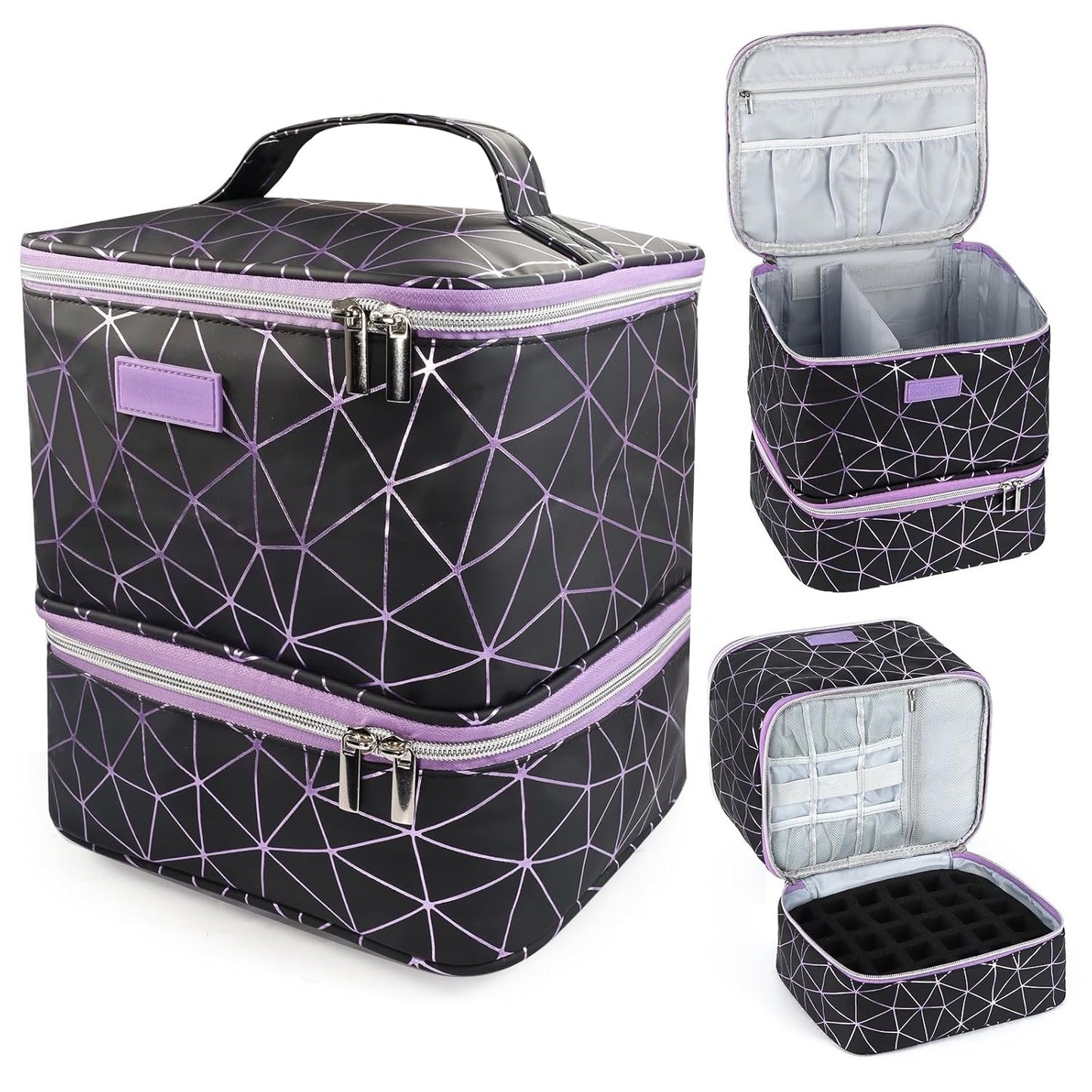 Nail Polish Organizer Bag: PU Leather Nail Polish Storage Organizer Holds 30 Bottles & Nail Lamp