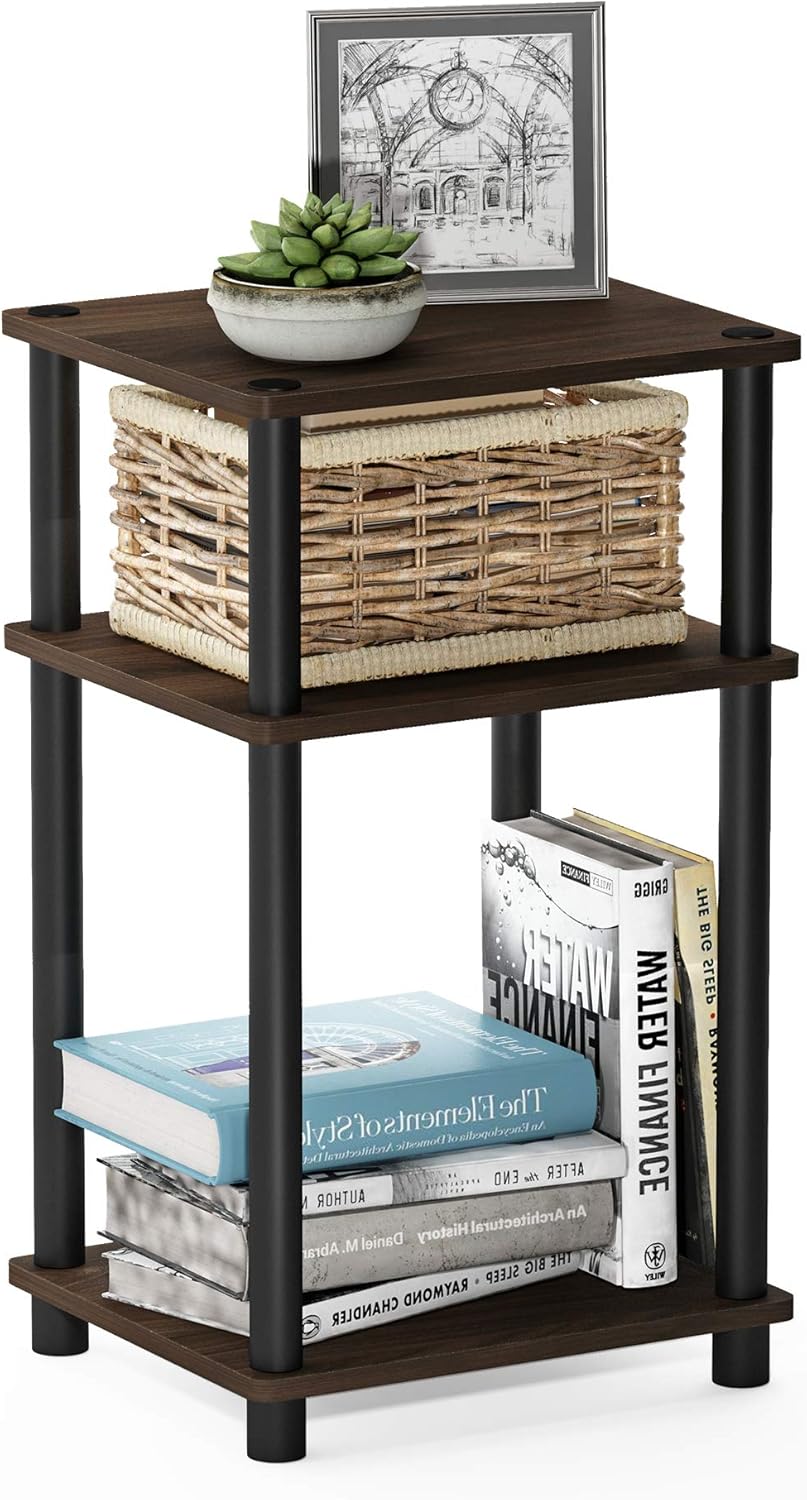 3-Tier End Table, Open Shelves Night Stand, Bedside Table, Toolless Assembly