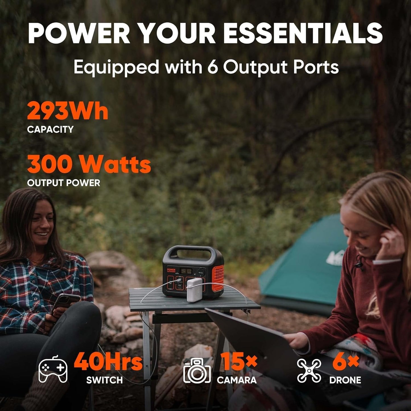OMOMMD Portable Power Station Explorer 300, 293Wh Backup Lithium Battery, Solar Generator for Outdoors Camping Travel Hunting Blackout (Solar Panel Optional)