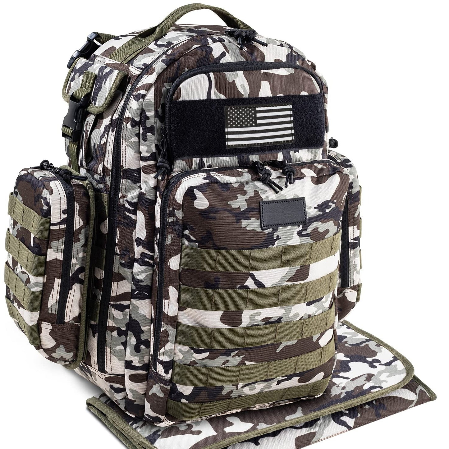Mens Diaper Bag Backpack with Diaper Changing Mat, Waterproof Pouch, Baby Wipes pocket, Insulated Bottle Pockets