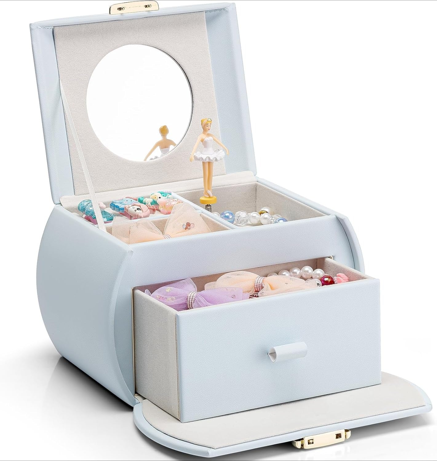 Jewelry Box for Girls with Drawer, Music Box with Ballerina and Stickers for Birthday Bedroom Decor