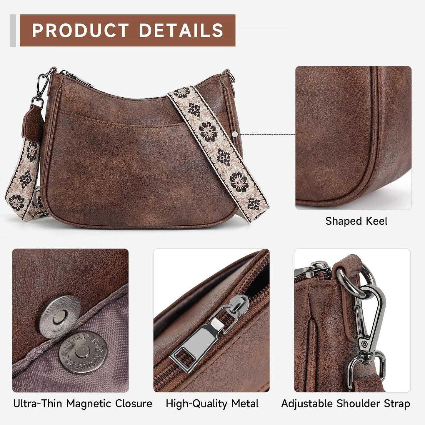 Trendy Leather Crossbody Purse with Adjustable Strap, Women's Shoulder Handbag