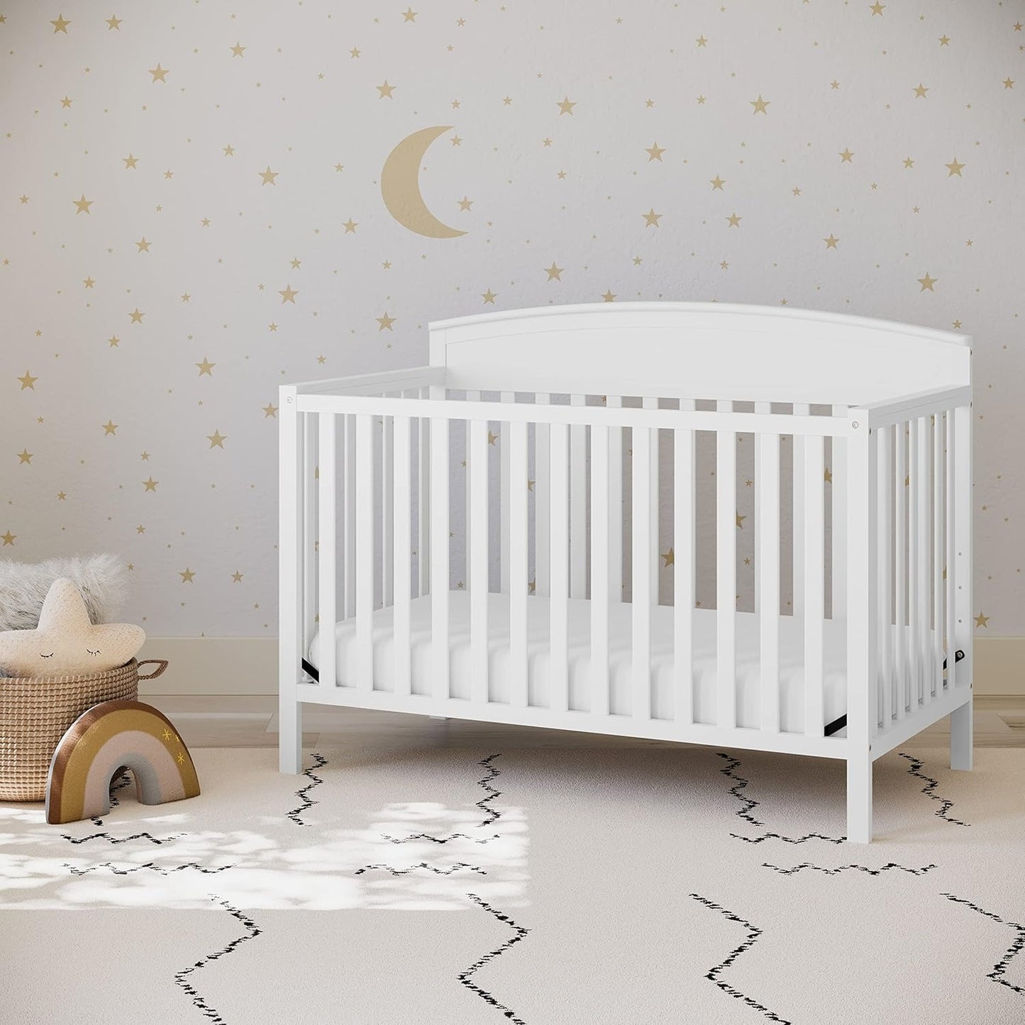5-in-1 Convertible Crib Converts from Baby Crib to Toddler Bed, Daybed, Fits Standard Full-Size Crib Mattress