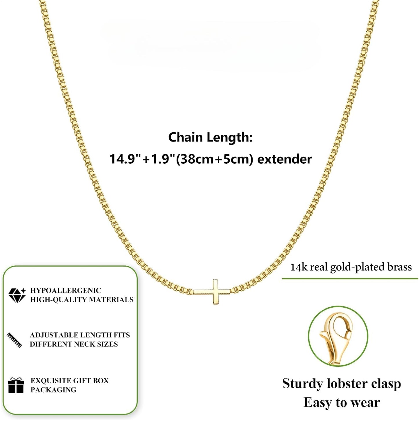 CROSS NECKLACE FOR WOMEN - 14K GOLD & SILVER PLATED DAINTY PENDANT, SMALL FAITH CHARM CHOKER, RELIGIOUS JEWELRY GIFT FOR EASTER BAPTISM"