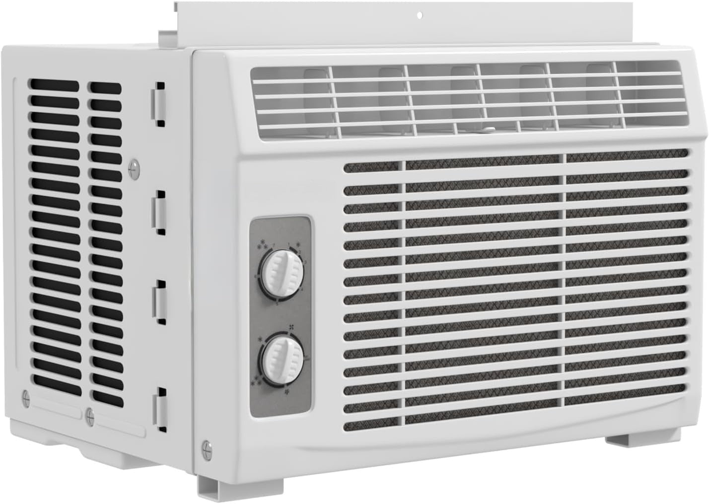 OMOMMD 5000-BTU Window Air Conditioner with Quiet Operation, Up to 150 Sqf, Cool and Fan Functions, Washable Filter, Adjustable Window Kit, Intuitive Mechanical Controls, for Small Room, White