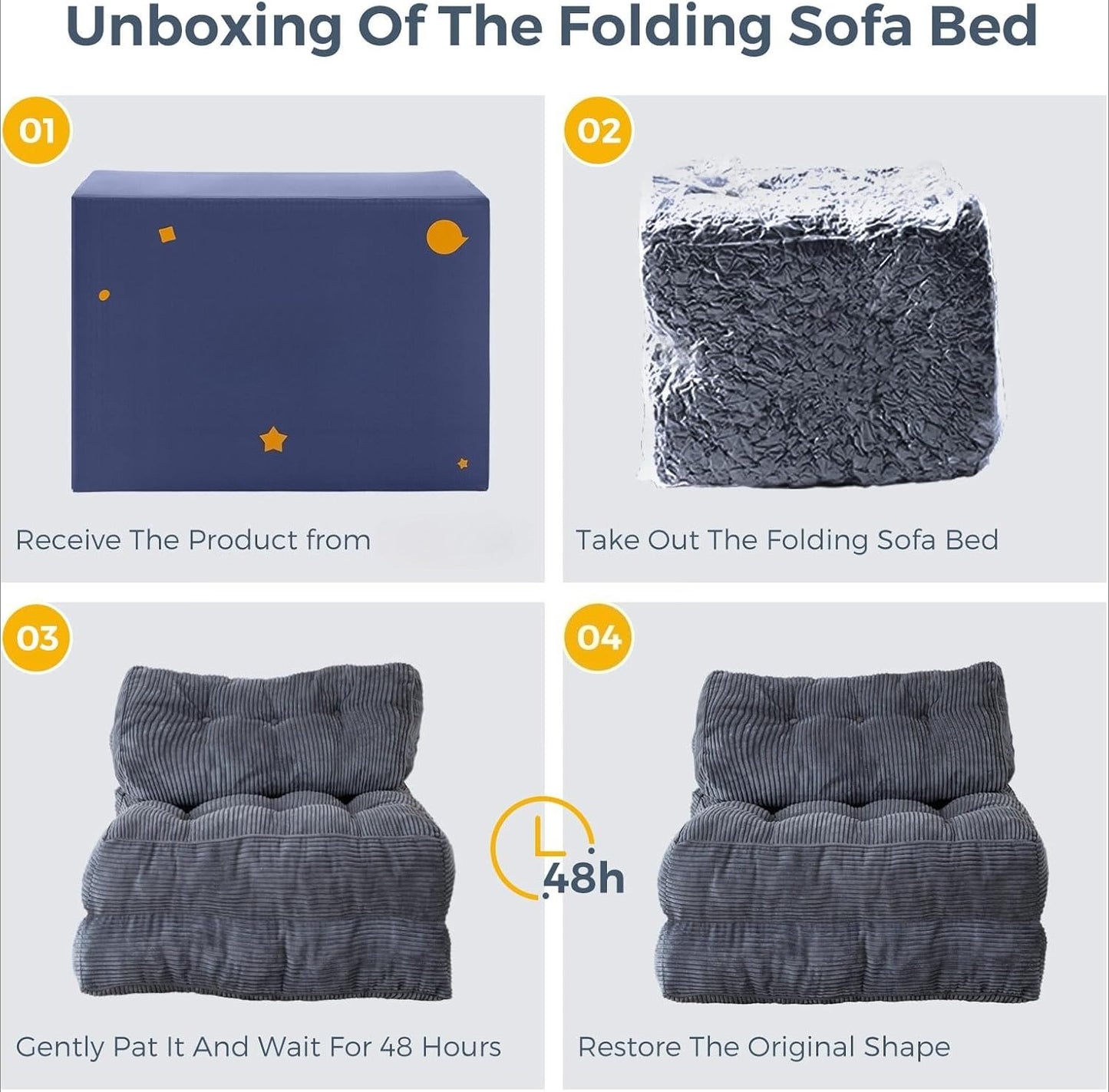Convertible Folding Sofa Bed - Single Sleeper Chair with Pillow and Back Support, Portable Fold Out Lounge