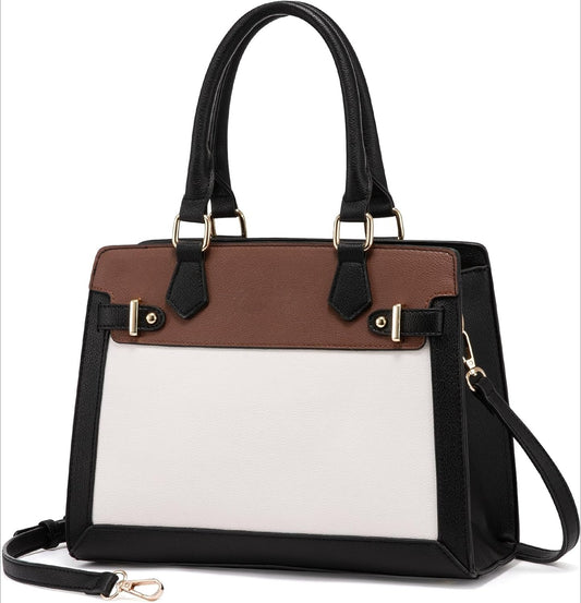 Handbags for Women, Tote Shoulder Bag Satchel Black Purse and PU Leather Top Handle for ladies