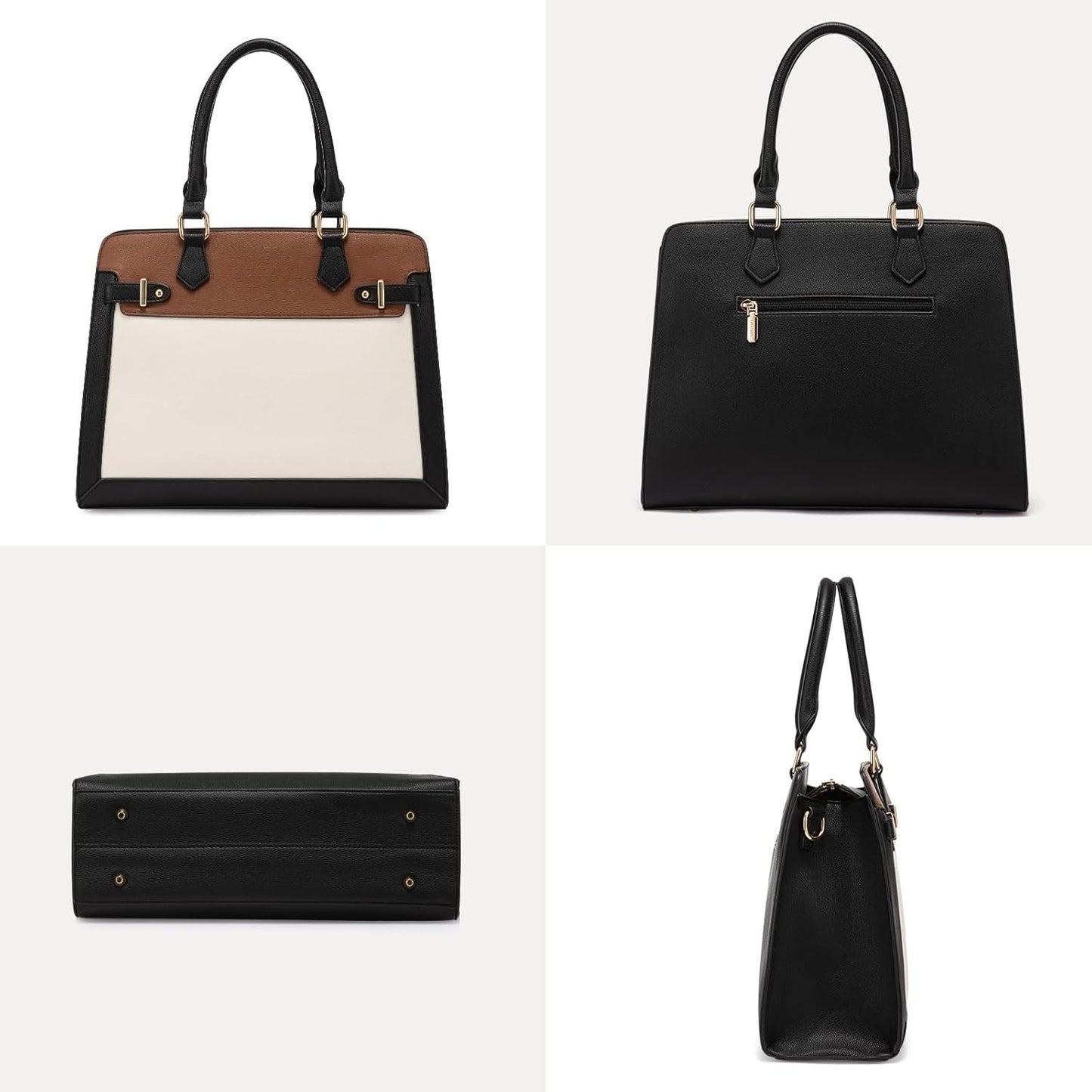 Handbags for Women, Tote Shoulder Bag Satchel Black Purse and PU Leather Top Handle for ladies