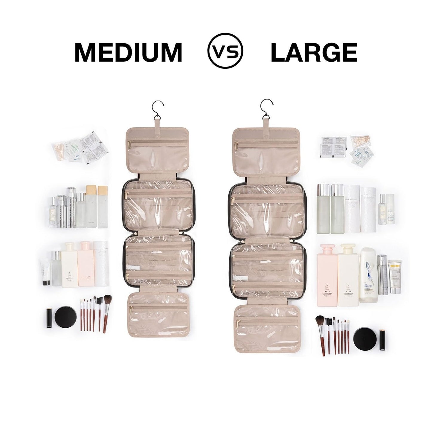 Toiletry Bag Travel Bag with Hanging Hook, Water-resistant Makeup Cosmetic Bag Travel Organizer