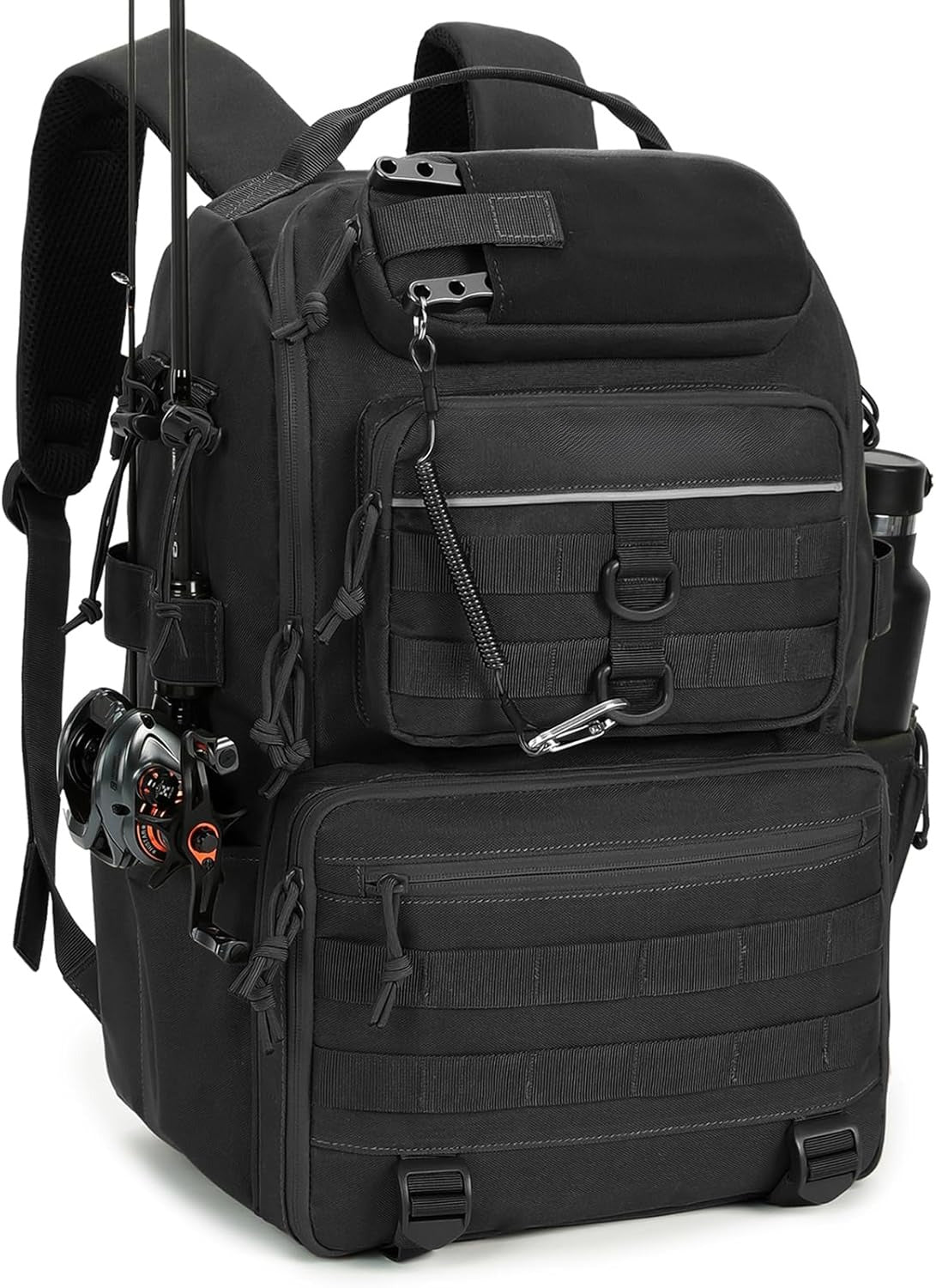 Tackle Backpack Fishing Bags with Rod Holder, 40L Water-Resistant Tackle Box Storage Bag