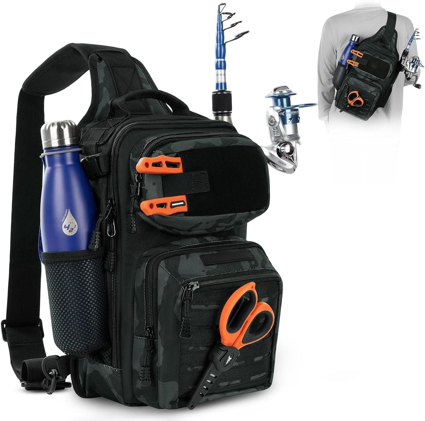 Tactical Sling Tackle Bag-Lightweight Fishing Backpack Storge Fishing Gear and Equipment,Gift for Men