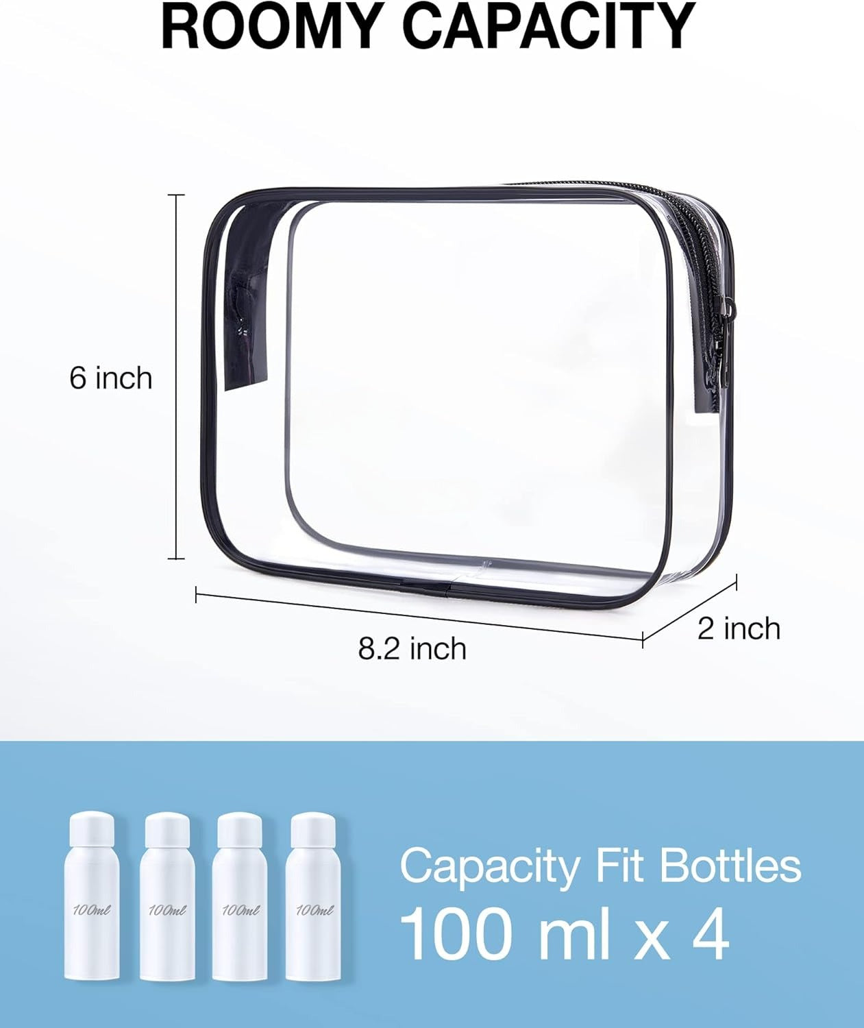 Clear Toiletry Bag, 2 Pack Toiletry Bag Carry on Travel Accessories Bag  Airline Bags Water Repellent