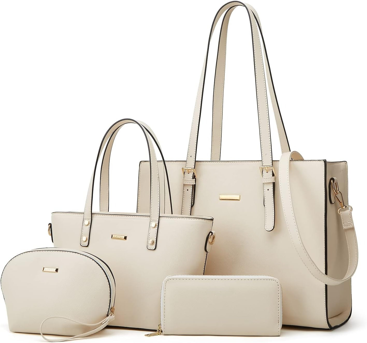 4Pcs Women Fashion Synthetic Leather Handbags Tote Bag Shoulder Bag Top Handle Satchel Purse Set