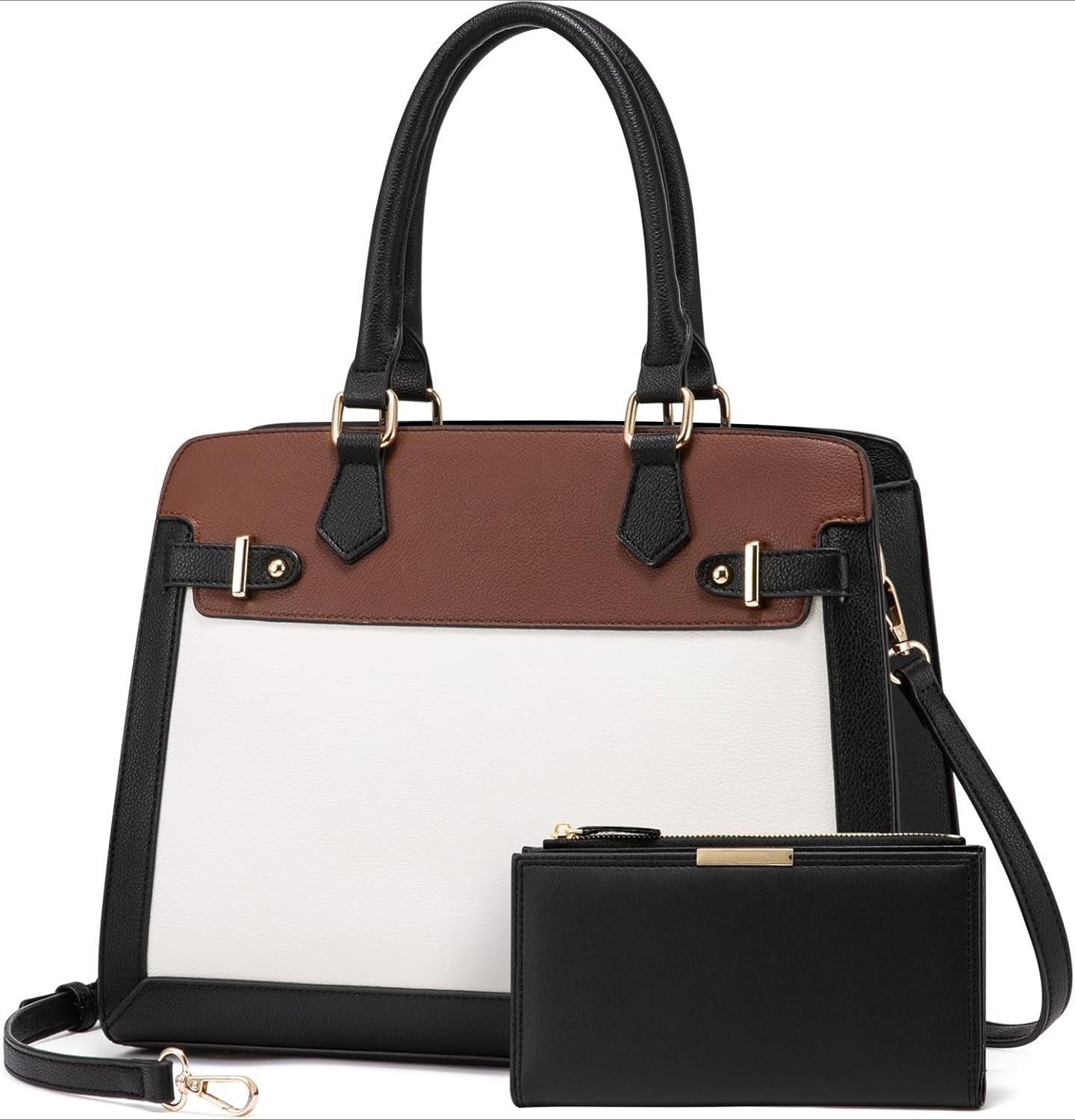 Handbags for Women, Tote Shoulder Bag Satchel Black Purse and PU Leather Top Handle for ladies