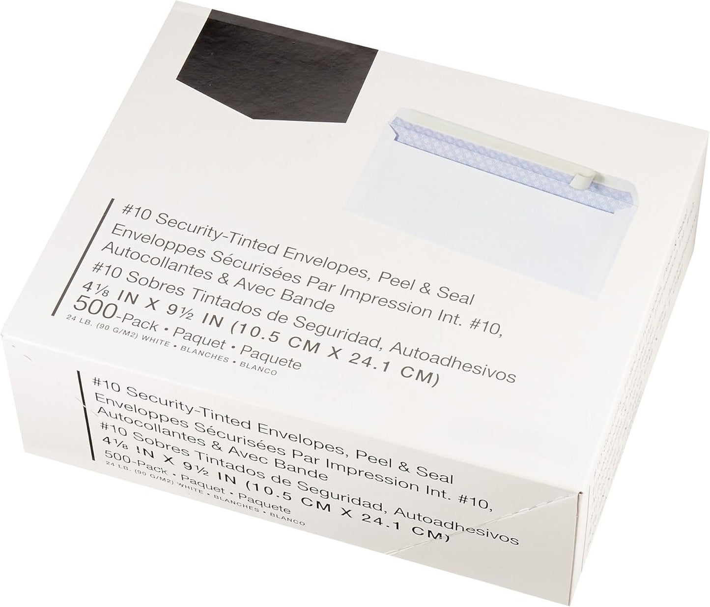 OMOMMD #10 Security-Tinted Self-Seal Business Envelopes for Documents, Privacy, Home & Office, White, 500-Pack