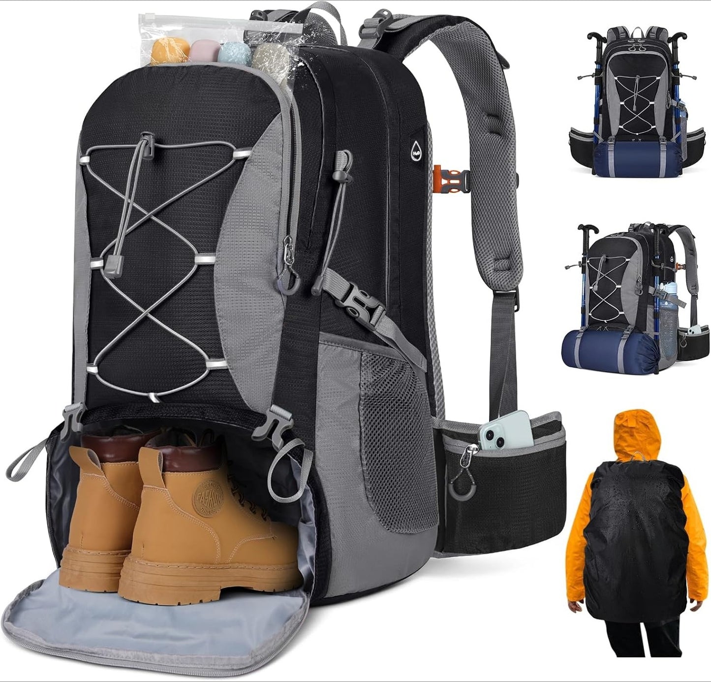 50L Hiking Backpack Waterproof Camping Backpack for Men Women Lightweight HIking Daypack